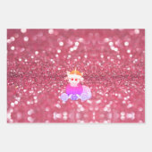 ピンクのユニコーンで魔法をクリスマスにもたらす ラッピングペーパーシート (正面)