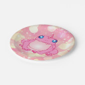 ピンクのユニコーンのカエルの紙皿 ペーパープレート (アングル)