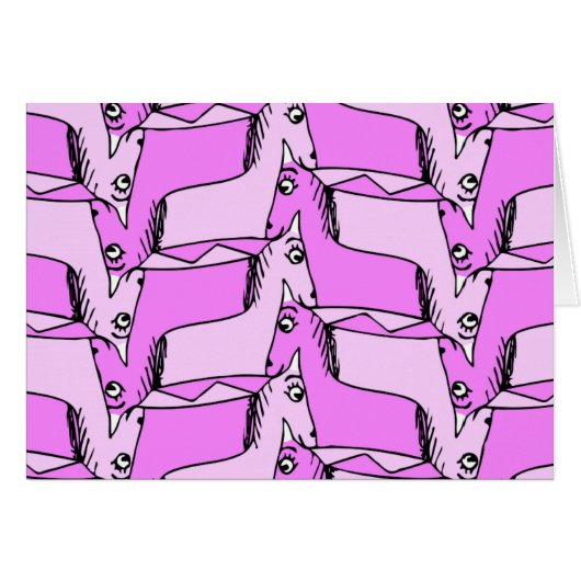 ピンクのユニコーンのグリーティングカード (正面横)