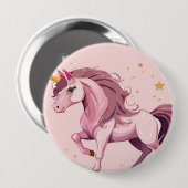 ピンクのユニコーンのバター 缶バッジ (正面&裏面)