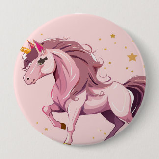 ピンクのユニコーンのバター 缶バッジ
