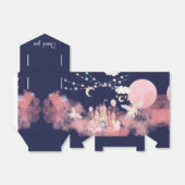 ピンクのユニコーンの夜の城の誕生日パーティー フェイバーボックス (折り畳みなし)