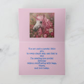 ピンクのユニコーンの小さな女の子の誕生日カード サンキューカード (内部)