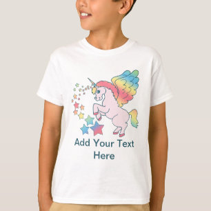 ピンクのユニコーンの虹の星 Tシャツ
