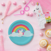 ピンクのユニコーンの虹の紙皿 ペーパープレート (パーティー)