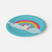 ピンクのユニコーンの虹の紙皿 ペーパープレート (アングル)