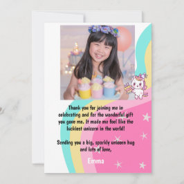 ピンクのユニコーンの誕生日 - オーダーメイド サンキューカード