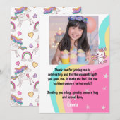 ピンクのユニコーンの誕生日 - オーダーメイド サンキューカード (正面/裏面)