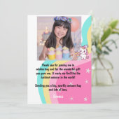 ピンクのユニコーンの誕生日 - カスタマイズ サンキューカード (スタンド正面)