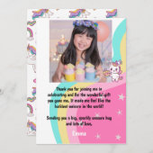 ピンクのユニコーンの誕生日 - カスタマイズ サンキューカード (正面/裏面)