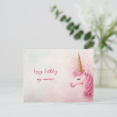 ピンクのユニコーンの誕生日 ポストカード (スタンド正面)