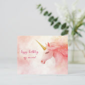 ピンクのユニコーンの誕生日 ポストカード (スタンド正面)