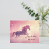 ピンクのユニコーンの誕生日 ポストカード (スタンド正面)