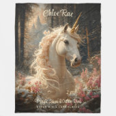 ピンクのユニコーンウィンターキャッスルフェアユタリーウッドランド フリースブランケット (正面)