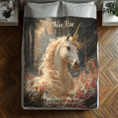 ピンクのユニコーンウィンターキャッスルフェアユタリーウッドランド フリースブランケット