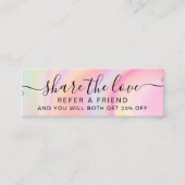 ピンクのユニコーンガーリー虹の大理石の紹介カード スキニー名刺 (正面)