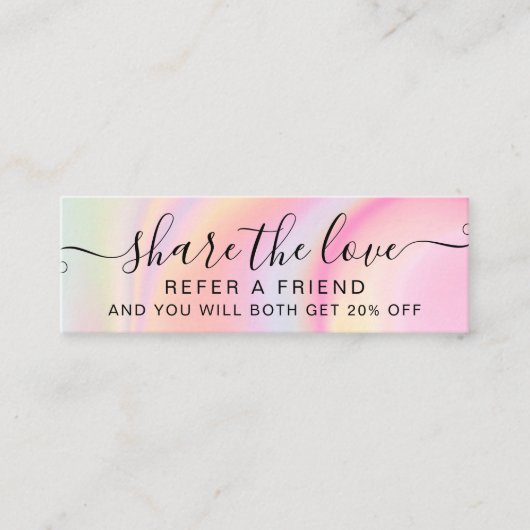 ピンクのユニコーンガーリー虹の大理石の紹介カード スキニー名刺 (正面)