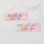 ピンクのユニコーンガーリー虹の大理石の紹介カード スキニー名刺 (正面/裏面)