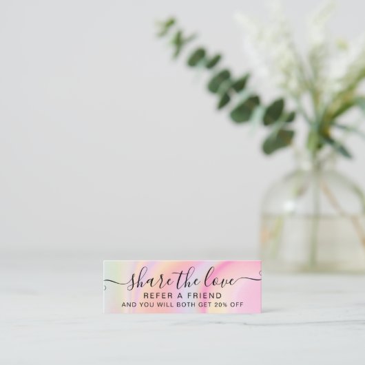 ピンクのユニコーンガーリー虹の大理石の紹介カード スキニー名刺 (スタンド正面)