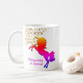 ピンクのユニコーンパーソナライズされた星 コーヒーマグカップ