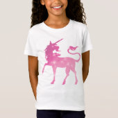 ピンクのユニコーンファンタジーの女の子Tシャツ Tシャツ (正面)