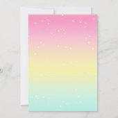 ピンクのユニコーン招待状 ゴールドの星 招待状 (裏面)