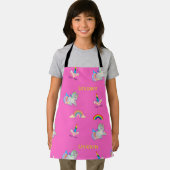 ピンクのユニコーン模様 エプロン (インサイチュ)