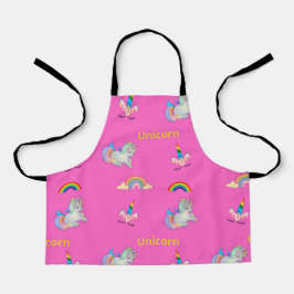 ピンクのユニコーン模様 エプロン
