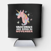 ピンクのユニコーン生まれが11月の誕生日の女の子 缶クーラー (正面)