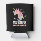 ピンクのユニコーン生まれが11月の誕生日の女の子 缶クーラー (裏面)