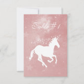 ピンクのユニコーン結婚式のレセプションテーブルカード 招待状 (正面)