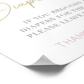 ピンクのユニコーン赤ちゃんシャワーおむつラッフルサイン ポスター (角)