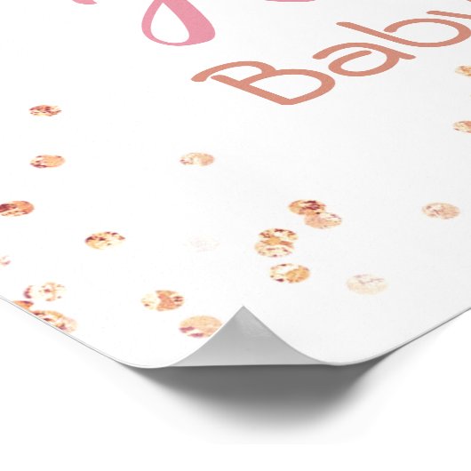 ピンクのユニコーン赤ちゃんシャワー歓迎サイン ポスター (角)