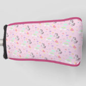 ピンクのユニコーン魔法の王女のガーリー誕生日の子供 ゴルフヘッドカバー (正面)