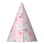 ピンクのユニコーン魔法の王女のガーリー誕生日の子供 パーティーハット (裏面)