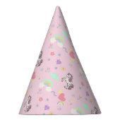 ピンクのユニコーン魔法の王女のガーリー誕生日の子供 パーティーハット (右)