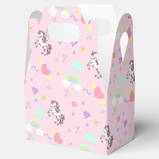 ピンクのユニコーン魔法の王女のガーリー誕生日の子供 フェイバーボックス (オープン)