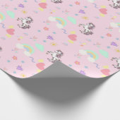 ピンクのユニコーン魔法の王女のガーリー誕生日の子供 ラッピングペーパー (角)