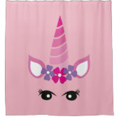 ピンクのユニコーン シャワーカーテン (正面)