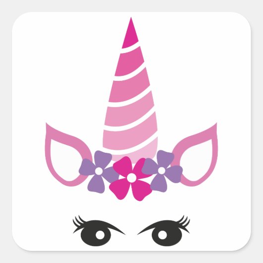 ピンクのユニコーン スクエアシール (正面)