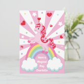 ピンクのユニコーン バレンタインデー 子供教室 フラット シーズンカード (スタンド正面)