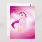 ピンクのユニコーン ポストカード (正面/裏面)