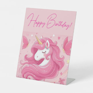 ピンクのユニコーン 台座サイン