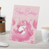 ピンクのユニコーン 台座サイン (インサイチュ)