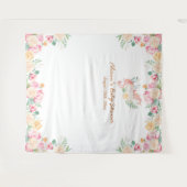 ピンクのユニコーン 花のグリーン 赤ちゃんシャワー 背景 タペストリー (正面(横))