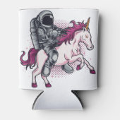 ピンクのユニコーンTシャツハットに搭乗する宇宙飛行士 缶クーラー (正面)
