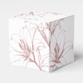 ピンクのユリのアウトライン結婚式の引き出物ボックス フェイバーボックス (正面サイド)