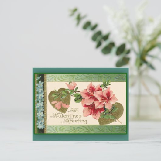 ピンクのユリのバレンタインのグリーティングカード シーズンポストカード (スタンド正面)