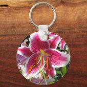 ピンクのユリのピンクのフローラピンクの花の熱帯花 キーホルダー (正面)