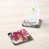 ピンクのユリのピンクのフローラピンクの花の熱帯花 コースター (右側)